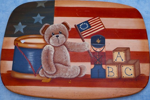 Hand painted wood basket lid - hand,