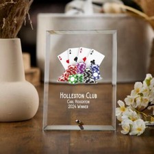 Personalised Poker Or Cards Trophy Plaque With Colour Print SGP-45