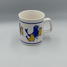 Vintage Retro Blue & Yellow Chick Mug Cup Easter Staffordshire Potteries