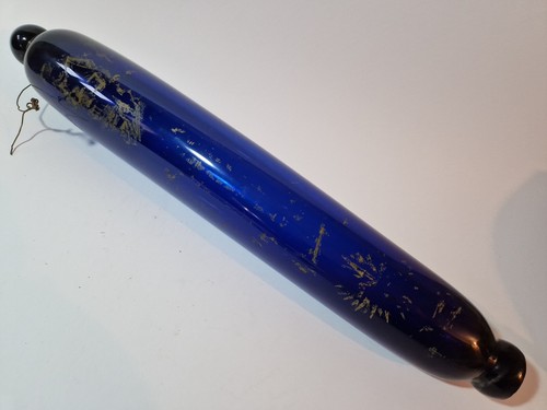Antique blue glass - rolling, pin