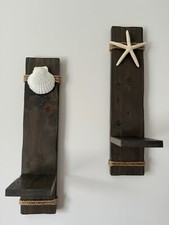 Set of 2 Wooden Wall Sconces