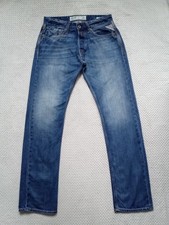 Replay Jeans Mens W31 L32 Waitom Straight Leg Regular Fit Button Fly Blue Wash 