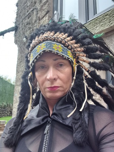 Red indian headdress statement - indian,