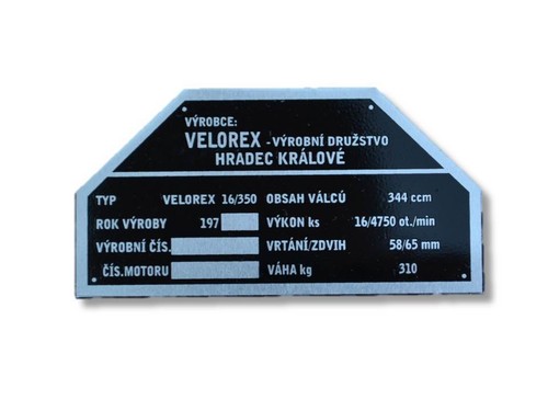 Jawa velorex 350 nameplate - jawa, 16/350