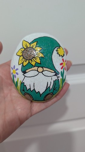 Hand painted pebble gonk gnome - hand, gonk/gnome