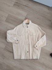 Zara Corduroy Shacket Oyster White Size S