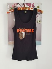 Hooters Black Tank Top UK Size 8-10 Orlando Ribbed Cotton
