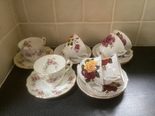 JOBLOT 7  x MISMATCH CHINA TEA CUPS & MATCHING SAUCERS  PARTIES/WEDDINGS/TEAROOM