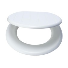 Tongue Groove Style Toilet Seat White MDF Adjustable Hinges Open Box