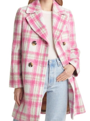 Sam edelman pink plaid peacoat - pink,