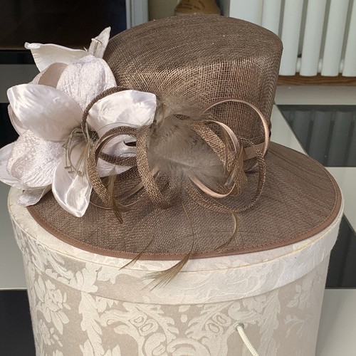 Brown sinamay wedding hat - wedding,