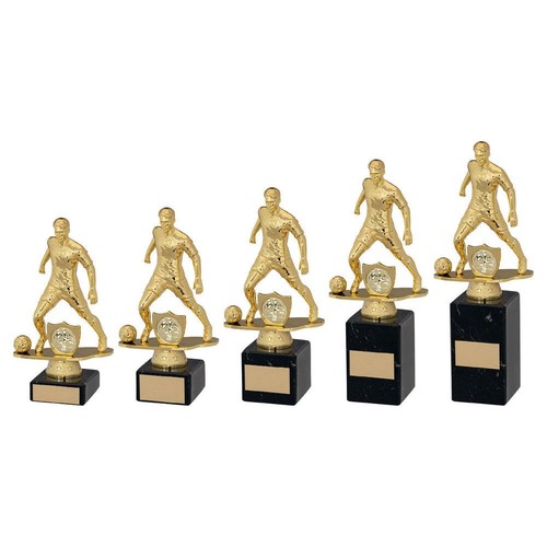 Gold male football trophy - gold,