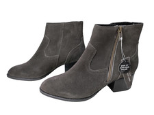 NEW WOMENS M&S INSOLIA UK 3 GREY SUEDE LEATHER WESTERN HEELED BOOTS RRP £49.50