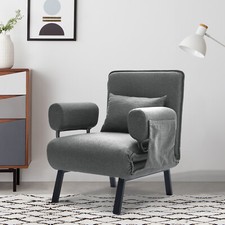 Recliner Armchair Chair Bed Single Sofabed Chairbed Folding Futon Sleeper Fabric