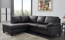Black High Grade Genuine Leather Corner Sofa RH Facing + USB  BOSTON