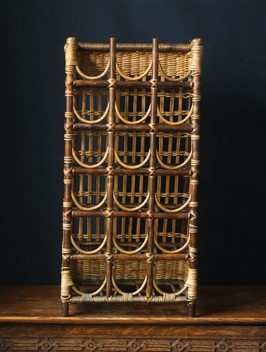 Vintage wicker bamboo wine - wicker,