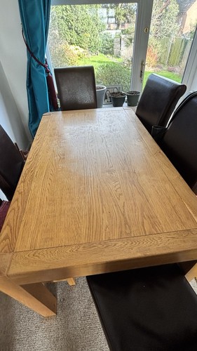 Oak chunky dining table very - oak,