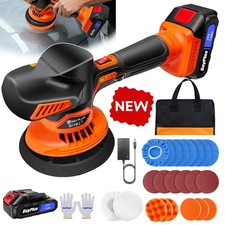 Cordless Car Polisher Buffer Sander Machine Polishing Pads Kit with 2 Batteries