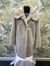 WALLACE SACKS Vintage Women’s Cream Faux Fur Lined Coat Size UK 18- CG N49