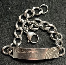 BEN SHERMAN CHUNKY LINKED ETCHED BAR I.D. BRACELET