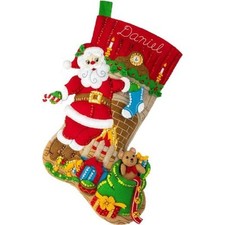 Bucilla 18" Felt Christmas Stocking Kit - Fireplace Santa