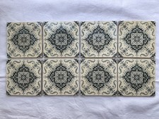 Minton Tiles Antique Victorian Arts Crafts 8 White Grey Blue Patterned