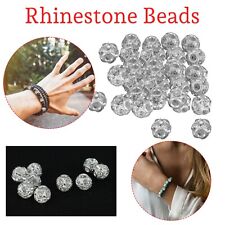 6/10mm Rhinestone Round Beads Diamante Silver Ball For Jewellery Earring Making