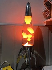 Boxed Telstar Rocket Lava Lamp by Mathmos, Orange Wax, Superb condition 20"