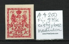 POLAND Local Issue Warsaw Fi. 9Mk Without overprint TESTED JENDROSZEK MH #A4200