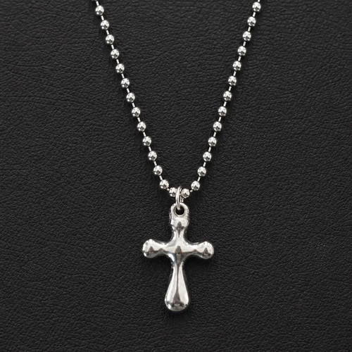 Silver cross necklace beaded - silver,