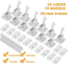 10 Baby Kids Safety Lock Protector Kitchen Cabinet Door Drawer Cupboard Catch
