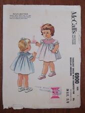 (1962) McCalls 6900 Sewing pattern Child Toddlers Girls Smocking Dress Cut age 1