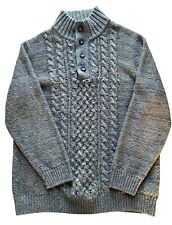 Joe Browns Chunky Knit Jumper Pullover Button Up Mock Neck Long Sleeve Mens XL