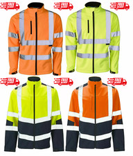 HI VIS VIZ VISIBILITY REFLECTIVE WORKWEAR SOFTSHELL WATERPROOF JACKET COAT