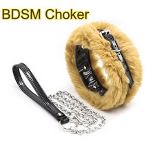 BDSM Flurry Neck Collar Choker with Chain Harness Fetish Restraint BDSM SM Slave