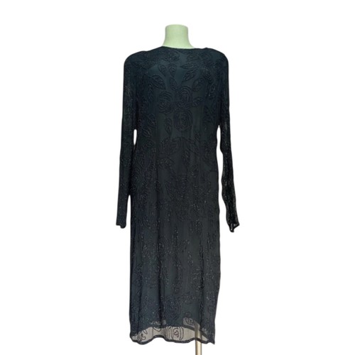 Vintage 80s black silk - vintage, beaded