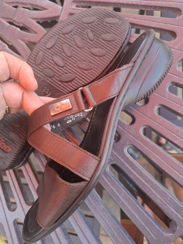 Rieker brown leather slides - rieker,
