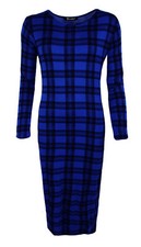 WOMENS LADIES LONG SLEEVE MIDI DRESS STRETCH BODYCON PLAIN JERSEY MAXI PLUS size