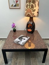 Granite Coffee Table With Black Metal Base