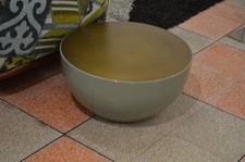 MERIDIANI Coffee Table BONGO Small Low Round Side Table Sage Green Gloss & Brass