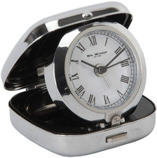 Widdop Metal Case Folding Travel Alarm Clock Desk Roman Numerals Time Portable