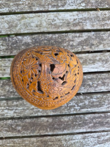 Hand carved coconut shell - carved,
