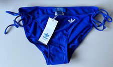 Adidas Bikini Bottoms Blue With Trefoil Graphic Lace/Tie Up Waist Uk 16 BNWT