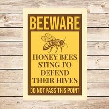 Beeware Honey Bee Caution Sign Metal Garden Sign Hive Beekeeper Apiarist