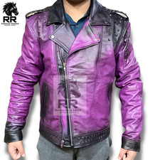 Men's Handmade & Hand Painted Punk Spiked Studded Patches Style Leather Jacket