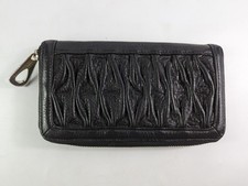 Episode Black Leather Large Zip Around Purse 20cm X 11cm