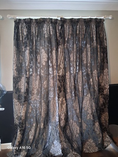 Black grey and - and, damask