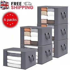 6 Pack Large Clothes Storage Bags Organiser Box Zipper Duvet Container Clear UK