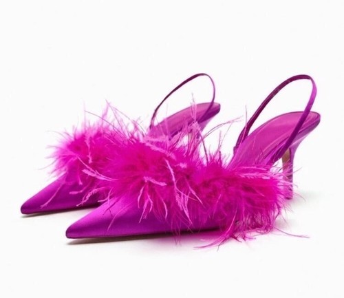 Zara feather slingback - feather,