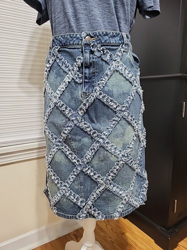 Upcycle denim skirt bleaches - denim,